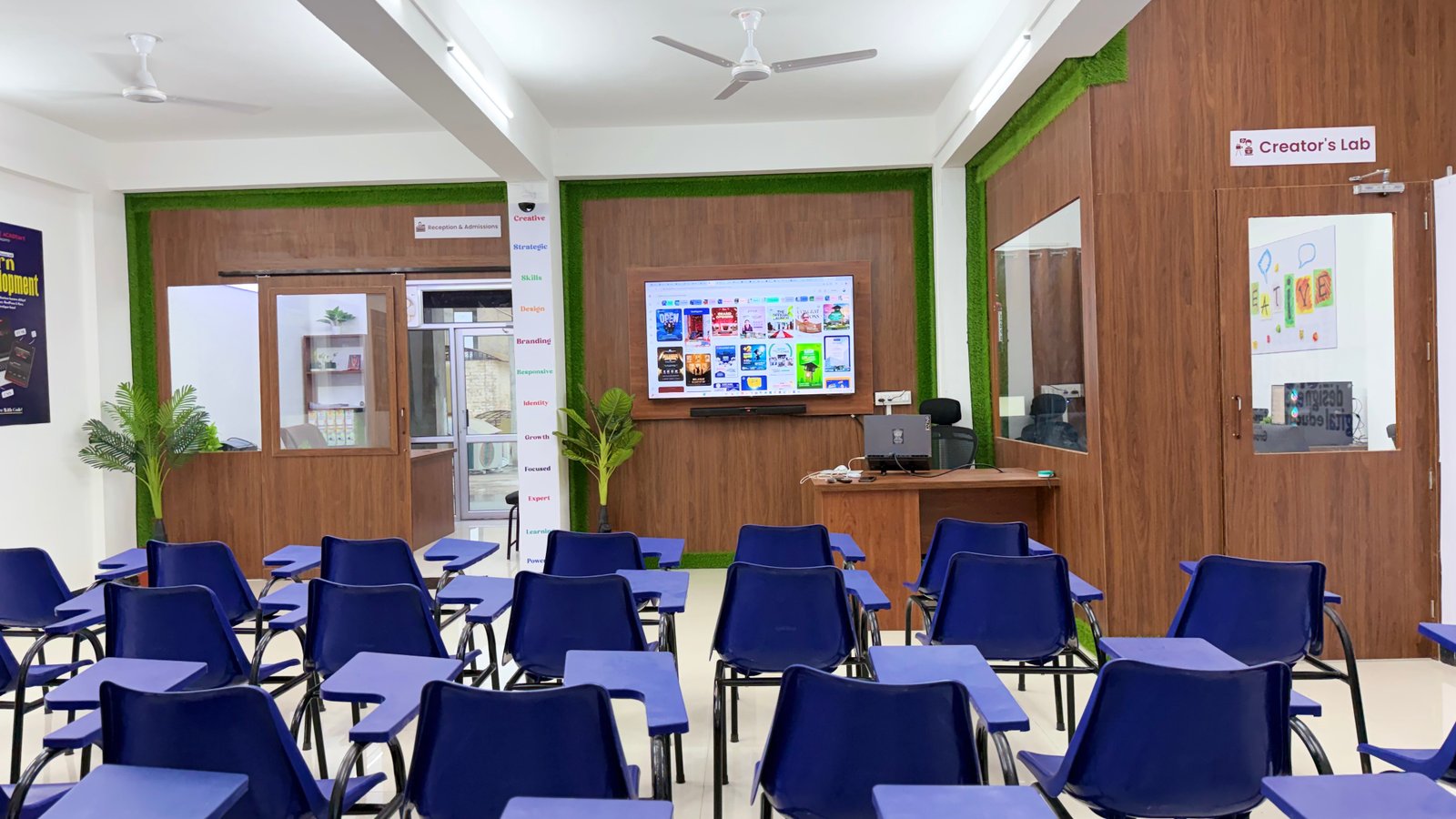 Students learning graphic design